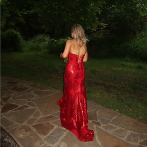 Red Sequin, Corset Gown Prom Dress